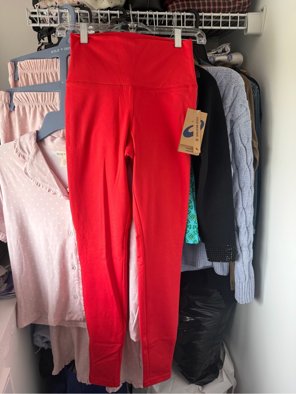 Asics Active High-Waist Red-Orange Leggings Cold weather women’s XS NWT